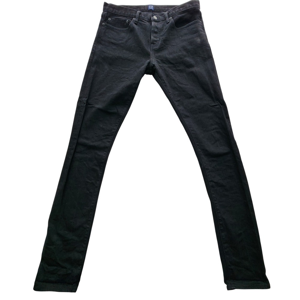 Gap Skinny Jeans Mens 34W 36L Black Denim Stretch Tall Slim Drainpipe Pants